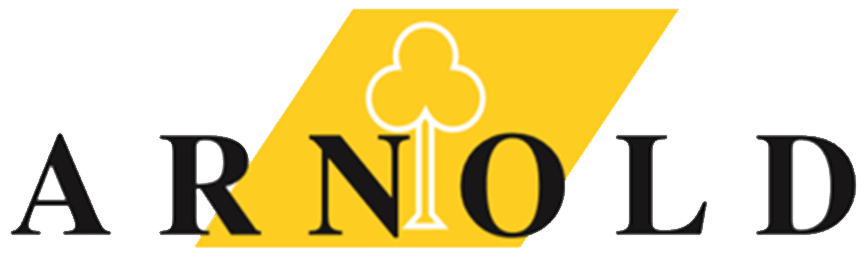 Logo der Schreinerei Arnold GmbH. Weißer Baum auf gelbem Rechteck. Darunter der Schruftzug ARNOLD.